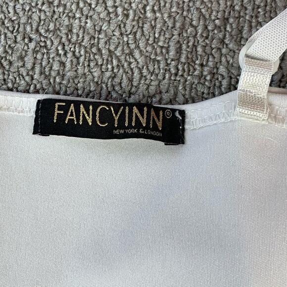 Fancyinn Crop Top White Zipper Accent Size Large - Picture 5 of 6